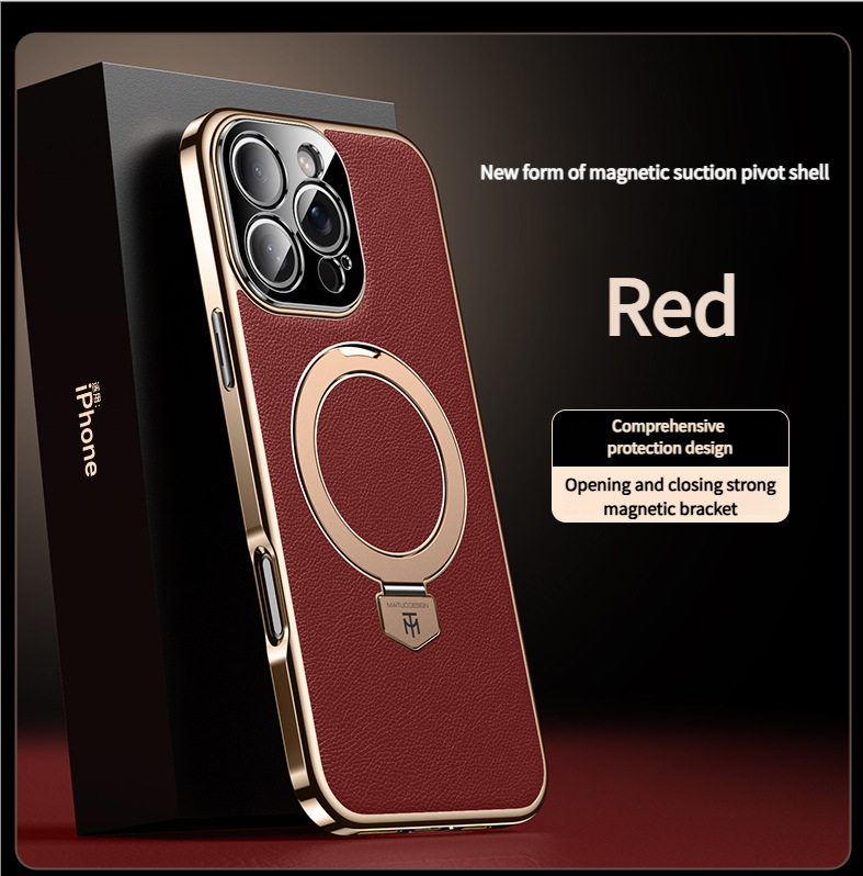 MagSafe Leather TPU Back Cover with Hidden Kickstand iPhone Case