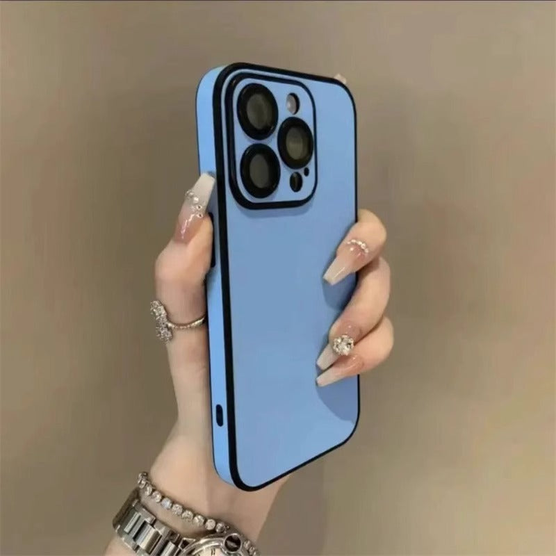 Simple Pure Pigment Leather iPhone Case