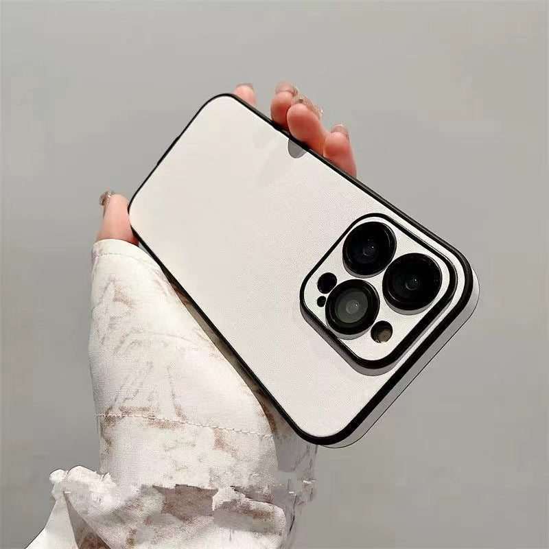 Simple Pure Pigment Leather iPhone Case