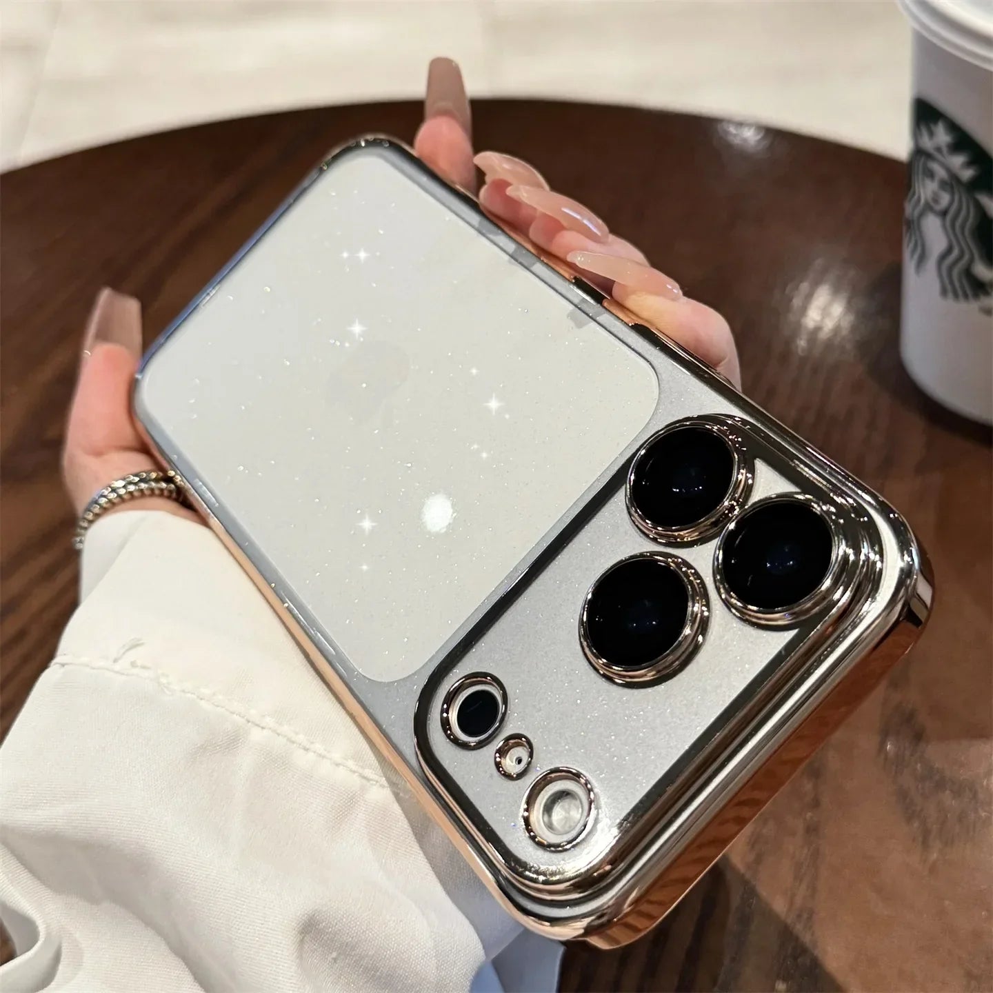 Luxury Glitter Hard Plating Clear Case for iPhone 14 15 16 17