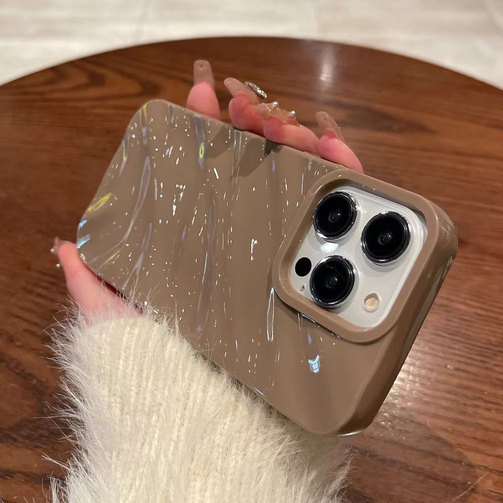 Nude Mocha Aesthetic Wavy Designer Silicon Case for iPhone