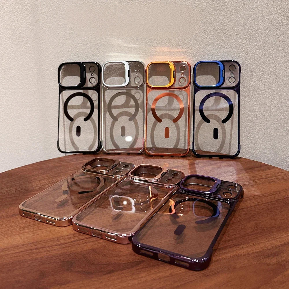 Luxury Plating Broderless Ultra Thin Magsafe Case for iPhone 17 16 15 14