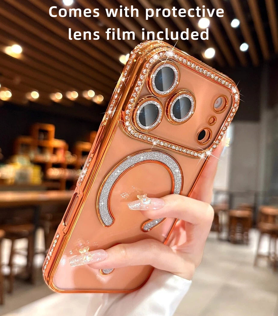 Diamond Magnetic Case for iPhone Series – Luxury Sparkle, Strong MagSafe, Full Protection