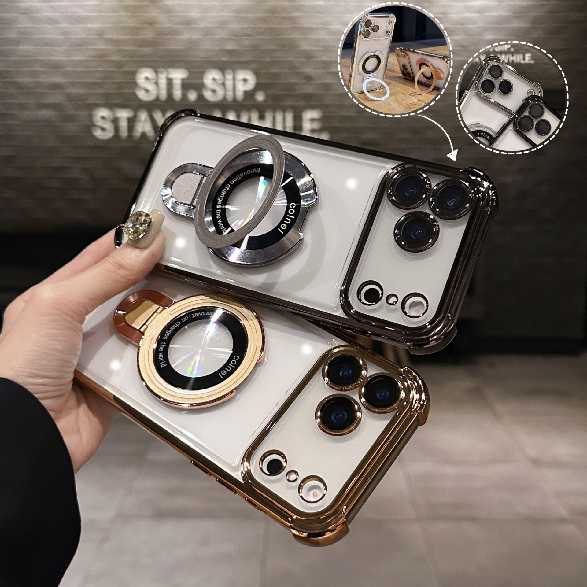 🔥New In Phone Case for iPhone 17 Series - Four Corners Air Cushion Anti-fall Case for iPhone with Invisible Ring Stand