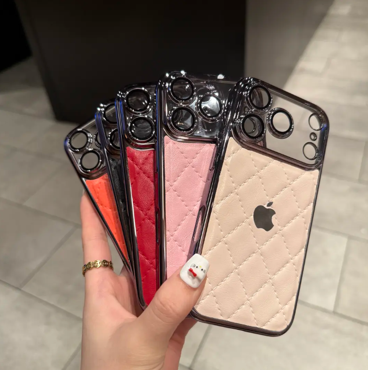 Chanel Style Diamond Leather Mobile Phone Case for iPhone Series