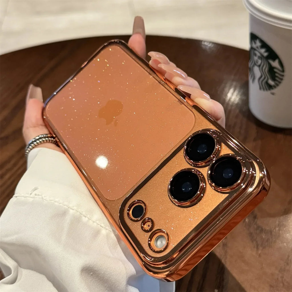 Luxury Glitter Hard Plating Clear Case for iPhone 14 15 16 17