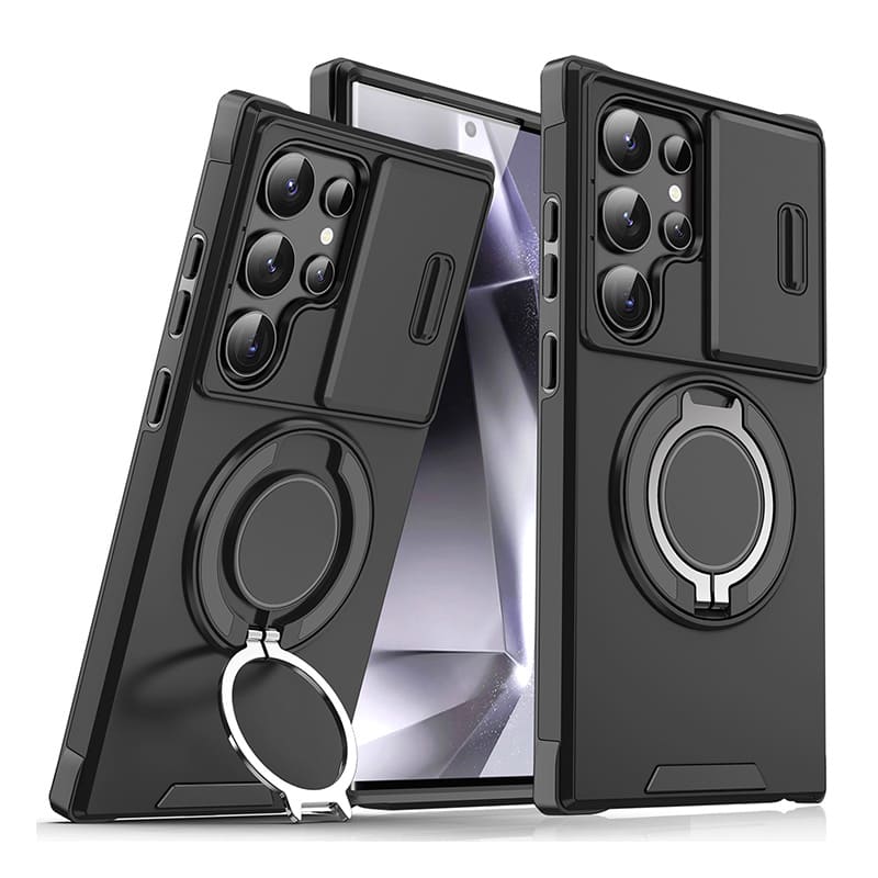 Shockproof Magnetic Samsung Case with Camera Cover & Kickstand