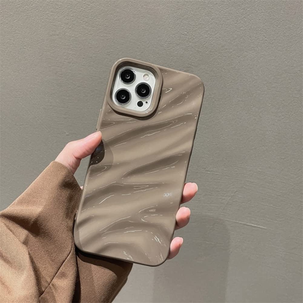 Nude Mocha Aesthetic Wavy Designer Silicon Case for iPhone